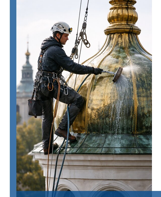 Профессиональная мойка куполов и шпилей высотными альпинистами в Майкопе