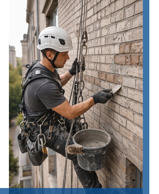 Ремонт кирпичной кладки фасада в Майкопе от 1820 р. | ВЫСОТНИК-Мкп