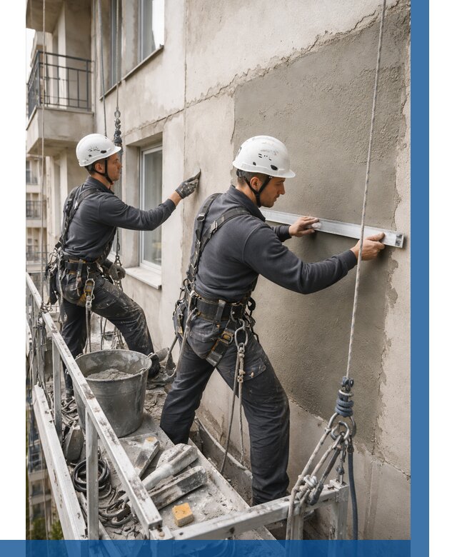 Штукатурка фасада на высоте в Майкопе от 910 р. | ВЫСОТНИК-Мкп