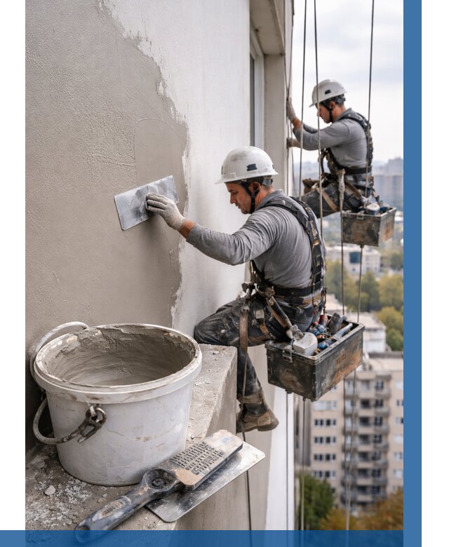 Шпаклевка фасада на высоте в Майкопе от 708 р. | ВЫСОТНИК-Мкп