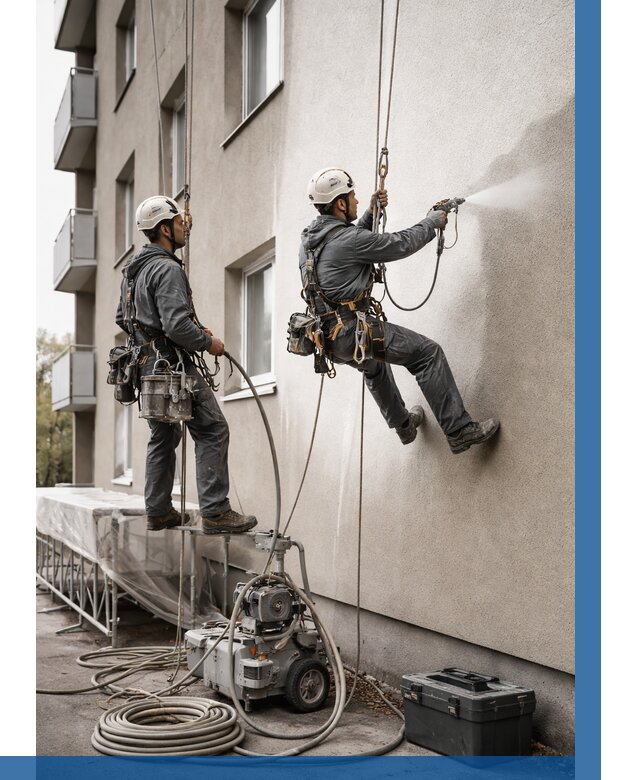 Безвоздушная покраска фасада в Майкопе от 222 р/м² | ВЫСОТНИК-Мкп