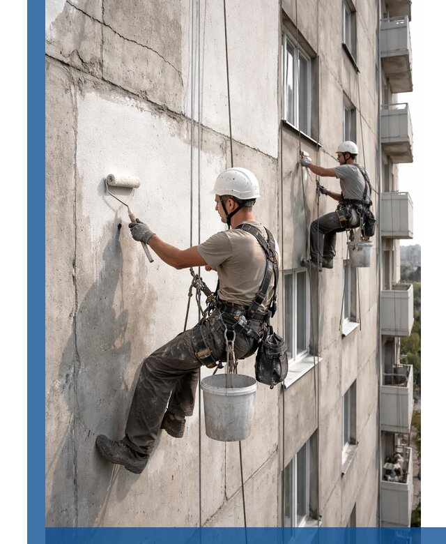 Покраска бетонного фасада в Майкопе для жилых и промышленных объектов