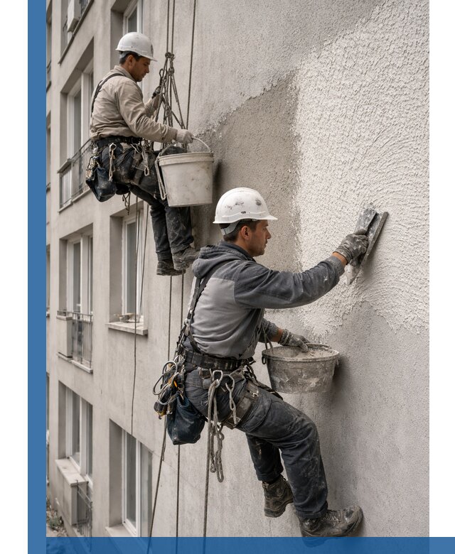 Нанесение декоративной штукатурки короед на фасад в Майкопе