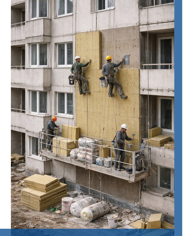 Утепление фасада минватой в Майкопе от 1516 р. | ВЫСОТНИК-Мкп