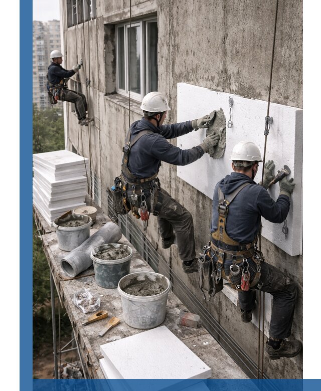 Утепление фасада пенополистиролом в Майкопе под ключ