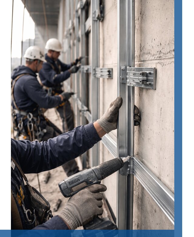 Монтаж подсистемы вентфасада в Майкопе от 859 р. | ВЫСОТНИК-Мкп