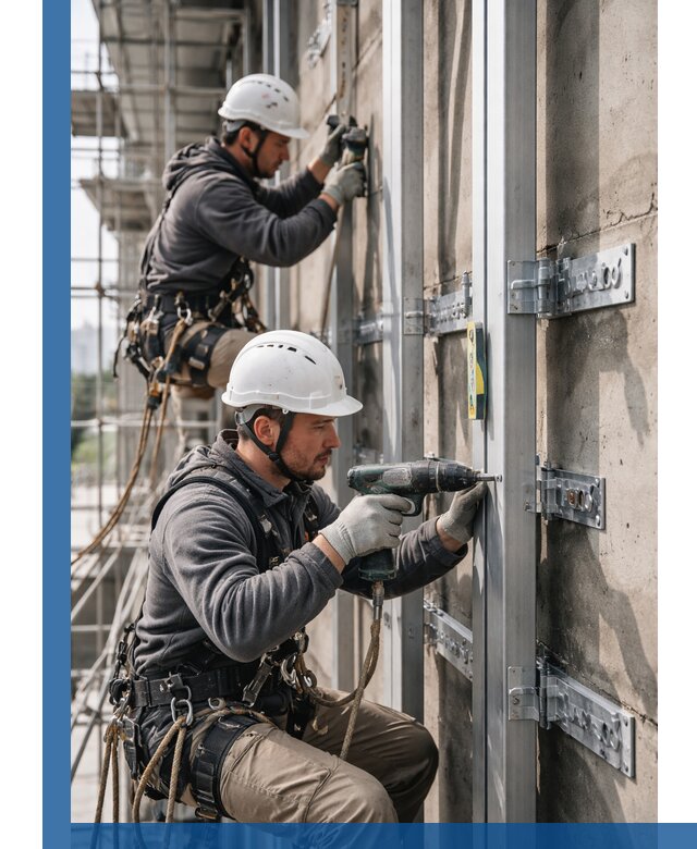 Монтаж и крепление подсистемы вентфасада в Майкопе