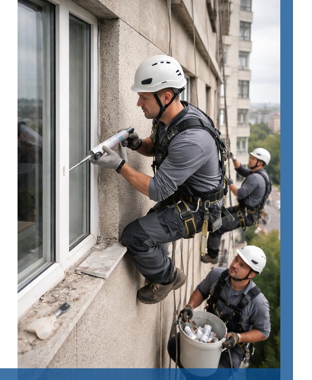 Герметизация оконных швов снаружи в Майкопе от 1516 р. | ВЫСОТНИК-Мкп