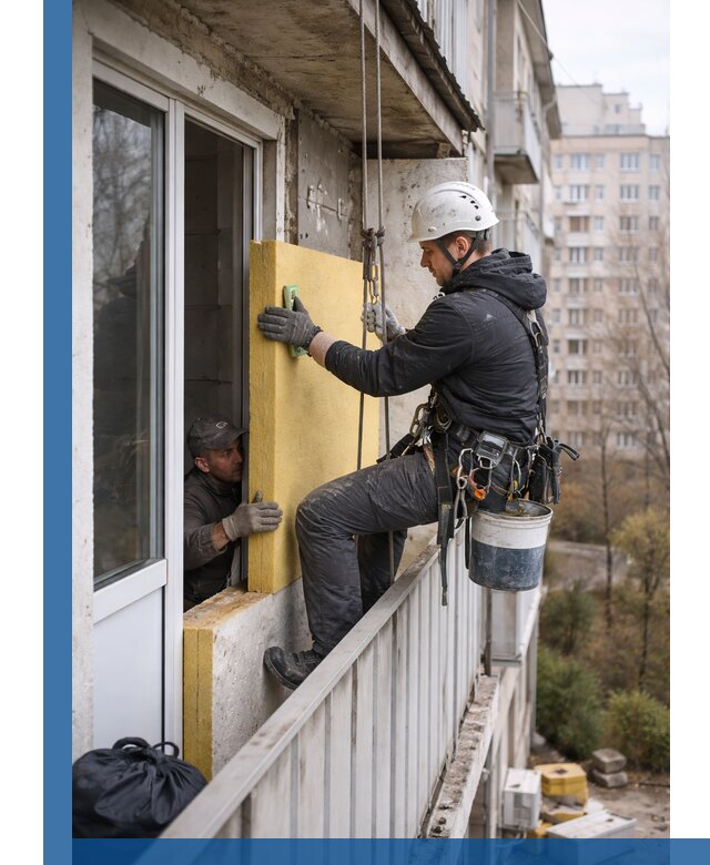 Профессиональное утепление балкона снаружи в Майкопе под ключ