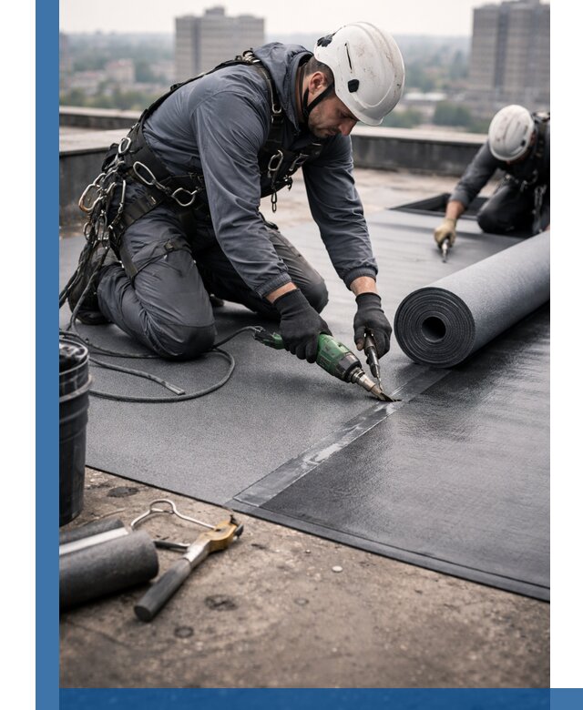 Ремонт мягкой кровли в Майкопе с выездом промальпинистов