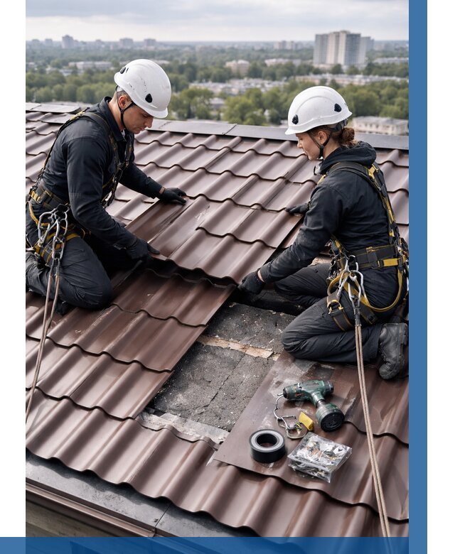 Ремонт металлочерепицы на крыше в Майкопе от 910 р. | ВЫСОТНИК-Мкп