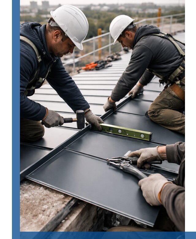 Монтаж фальцевой кровли в Майкопе для промышленных зданий