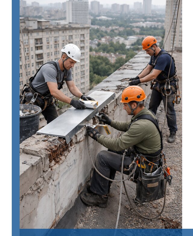 Ремонт парапета на кровле в Майкопе, высотные работы с гарантией