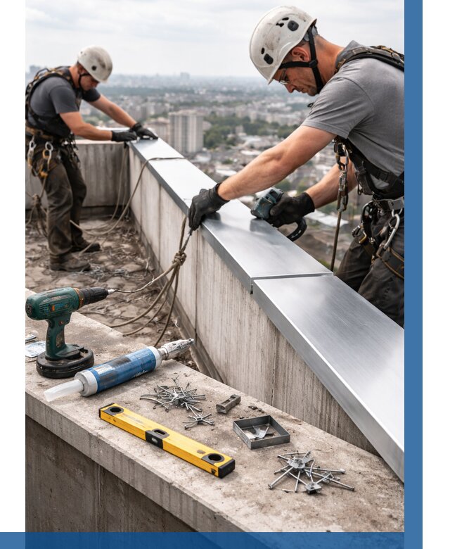 Монтаж парапетных крышек в Майкопе от 809 р. | ВЫСОТНИК-Мкп