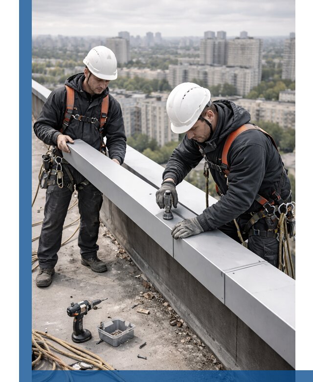 Монтаж парапетных крышек и ограждений кровли в Майкопе