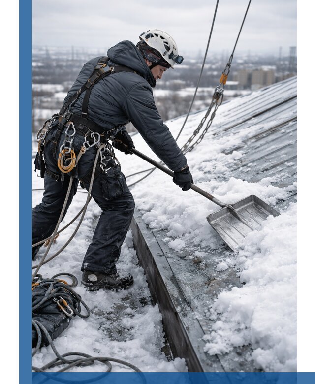 Профессиональная очистка кровли от снега и наледи в Майкопе