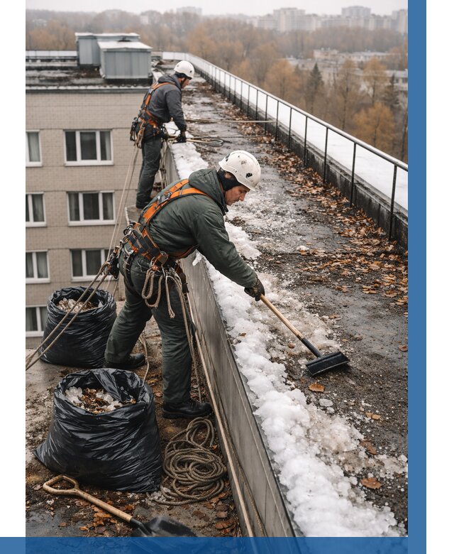 Очистка кровли по периметру в Майкопе от 556 р. | ВЫСОТНИК-Мкп