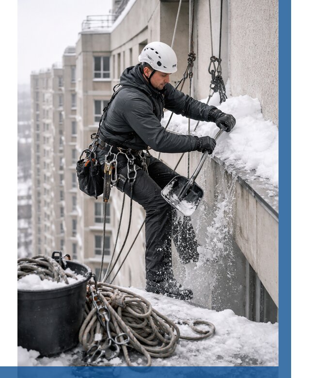 Очистка карнизов от снега в Майкопе от 303 р. | ВЫСОТНИК-Мкп