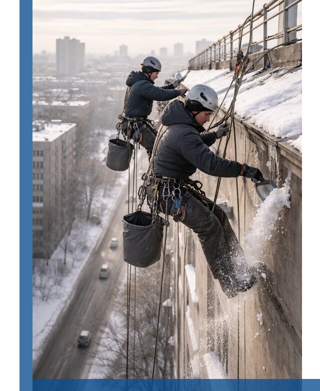 Очистка карнизов от снега в Майкопе профессионально и безопасно