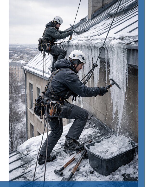 Удаление наледи с кровли в Майкопе от 5560 р. | ВЫСОТНИК-Мкп