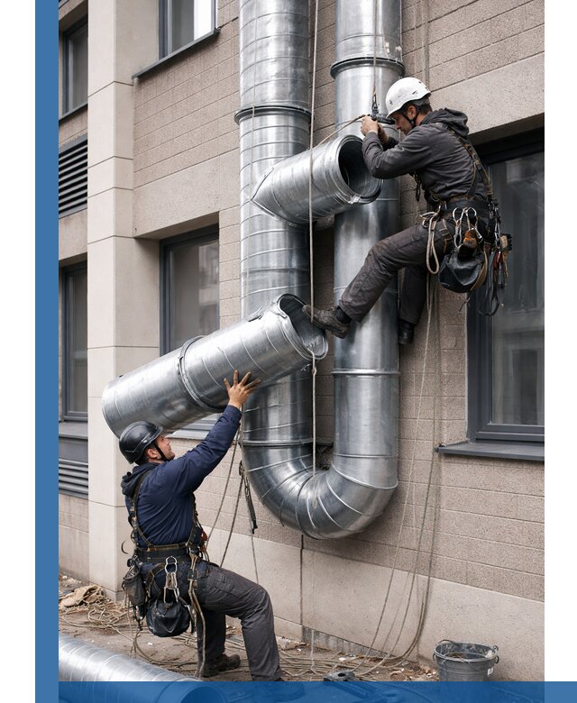 Монтаж фасадных воздуховодов в Майкопе с герметизацией и крепежом