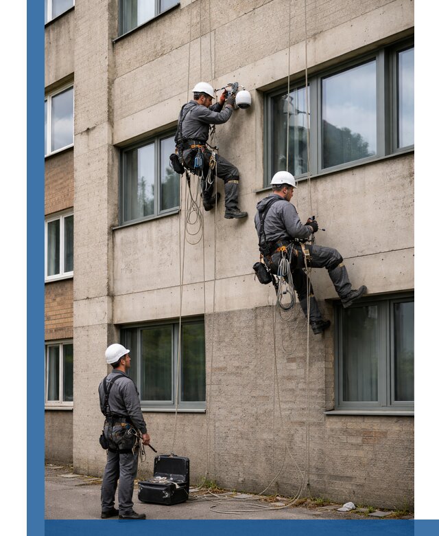 Монтаж фасадных камер видеонаблюдения в Майкопе под ключ