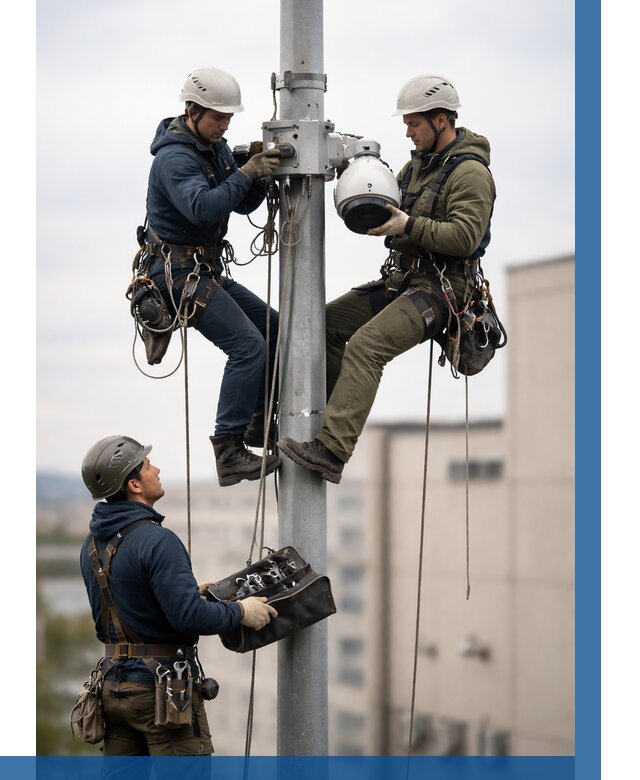 Установка видеокамер на мачте в Майкопе от 8593 р. | ВЫСОТНИК-Мкп