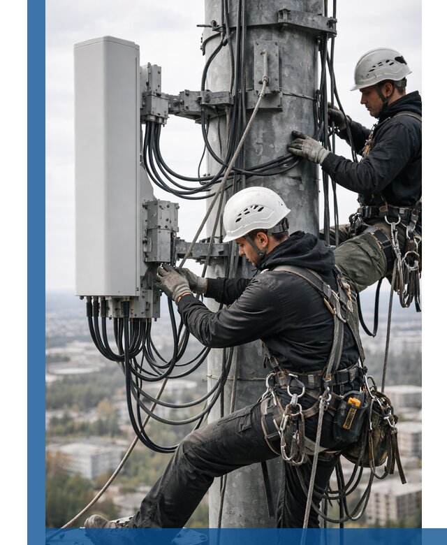 Монтаж оборудования связи на мачте в Майкопе с пусконаладкой