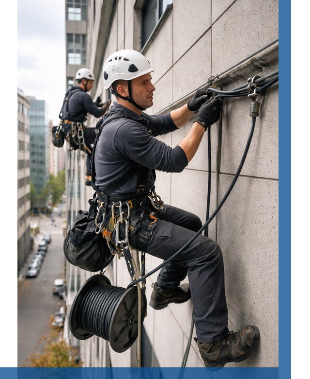 Прокладка кабеля по фасаду в Майкопе от 354 р. | ВЫСОТНИК-Мкп