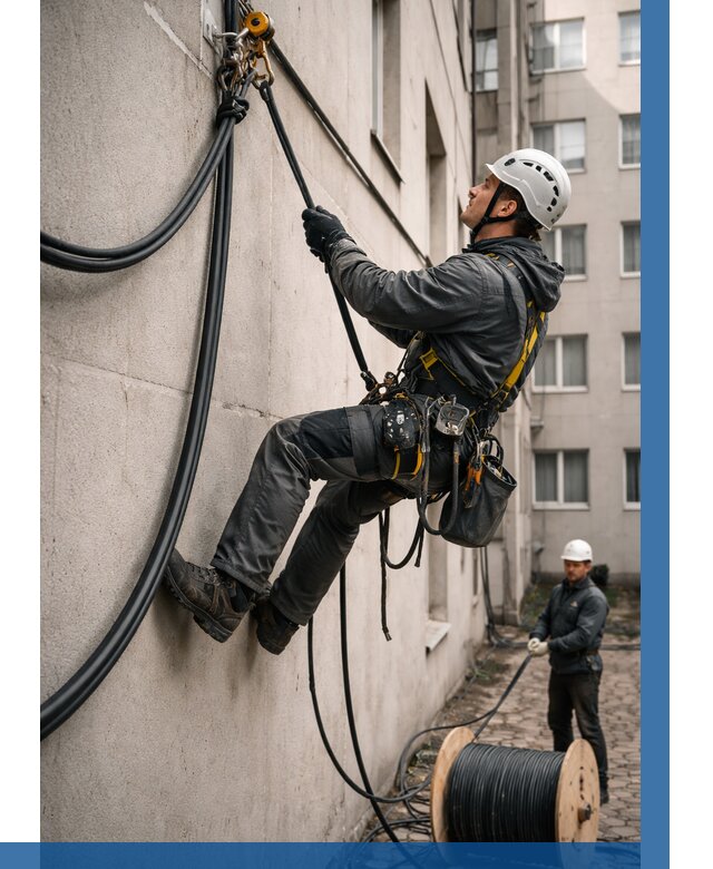 Протяжка кабеля питания на высоте в Майкопе от 455 р. | ВЫСОТНИК-Мкп