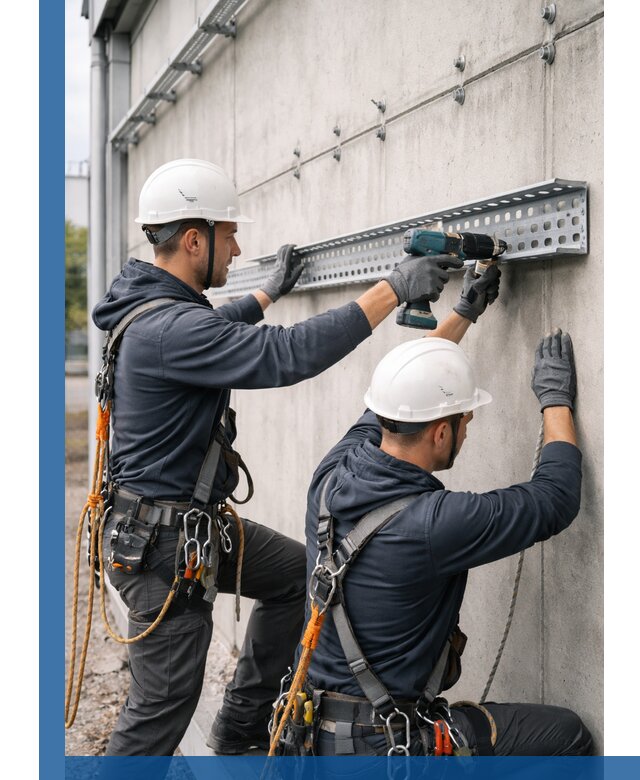 Монтаж кабельных лотков на фасаде зданий в Майкопе с гарантией