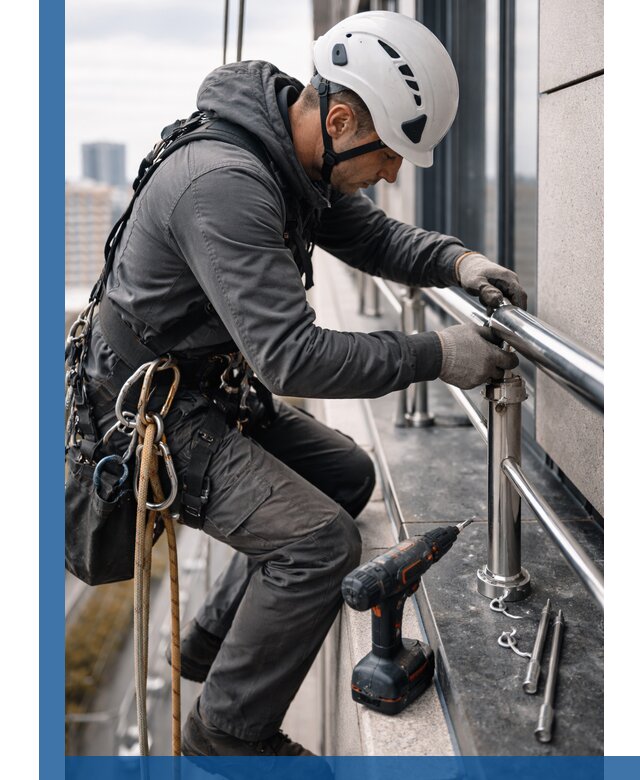 Монтаж ограждений на высоте в Майкопе для зданий и конструкций