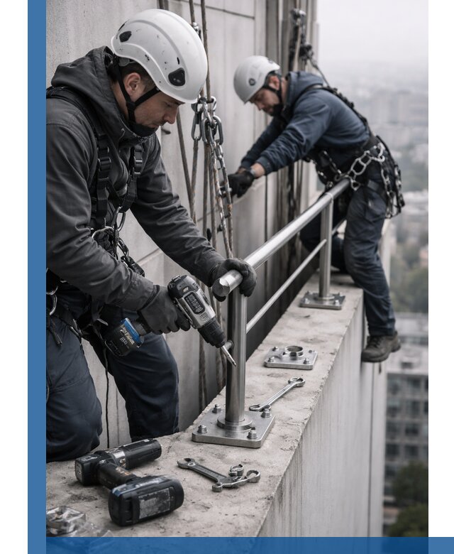 Монтаж перил на высоте в Майкопе для жилых и промобъектов