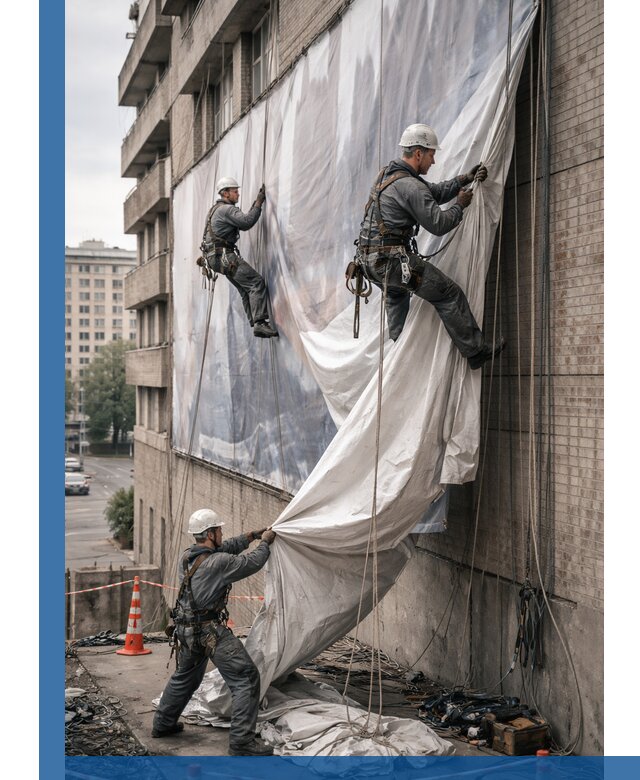 Демонтаж баннеров с фасада в Майкопе оперативно и безопасно