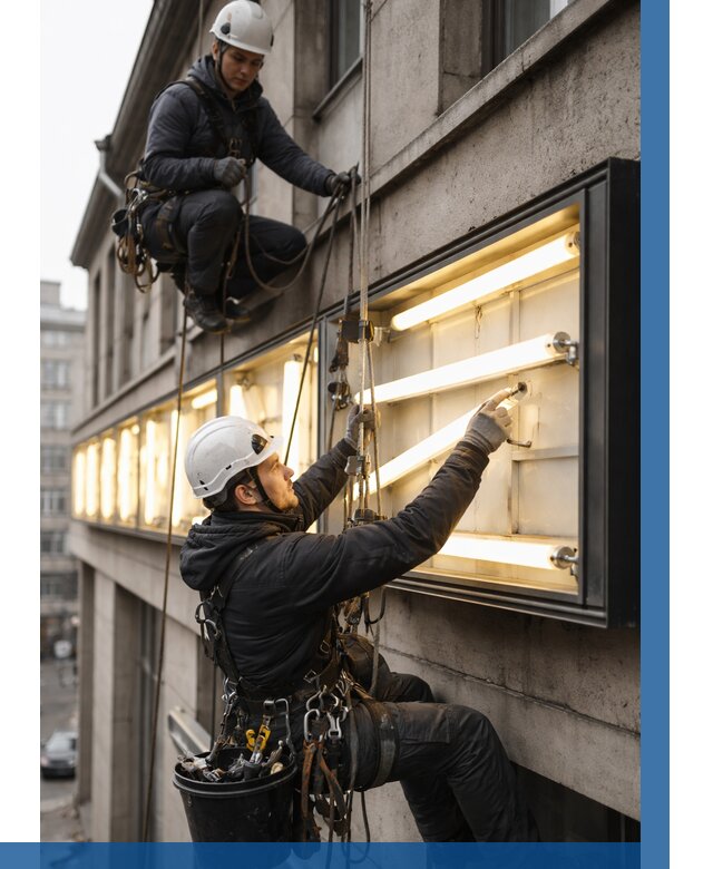 Замена ламп в вывеске в Майкопе под ключ от 3538 р. | ВЫСОТНИК-Мкп