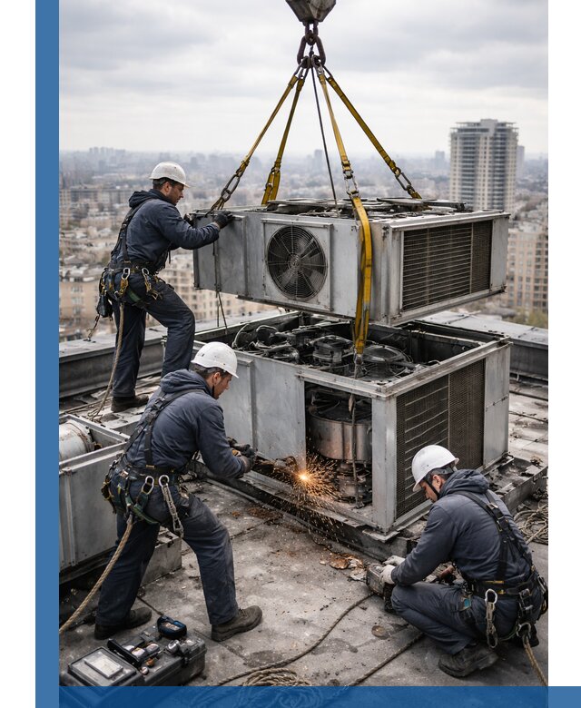 Демонтаж крышной установки в Майкопе любой сложности