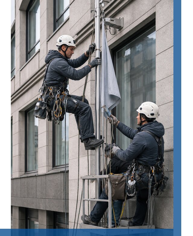 Установка флагов на фасаде в Майкопе от 4549 р. | ВЫСОТНИК-Мкп