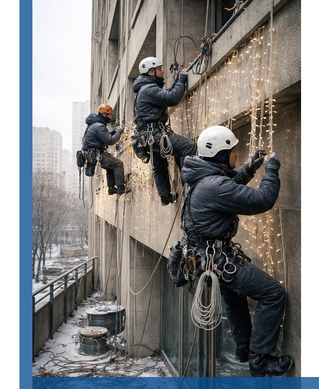 Монтаж новогодней иллюминации и украшение фасадов в Майкопе