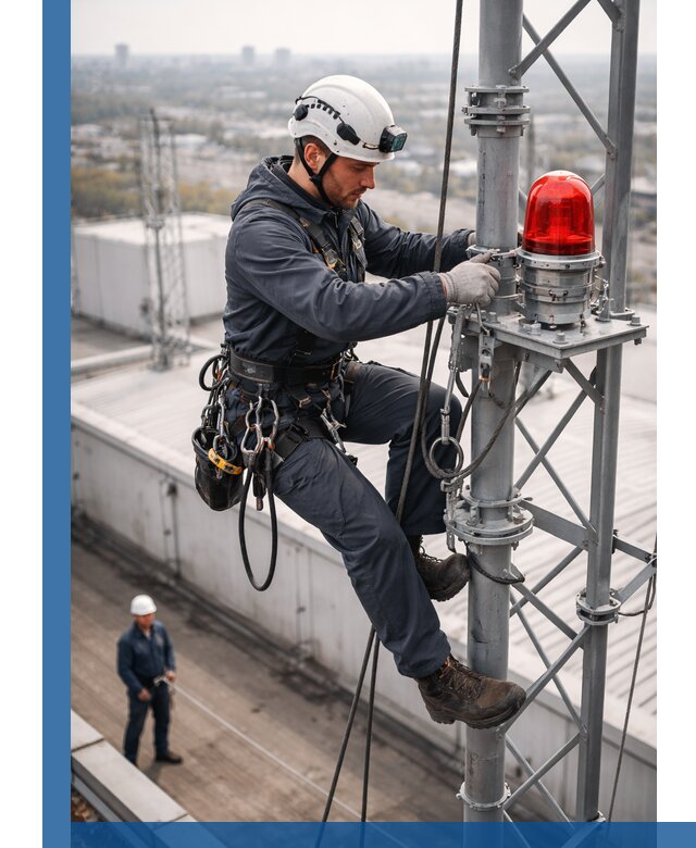 Монтаж заградительных огней и обслуживание объектов в Майкопе