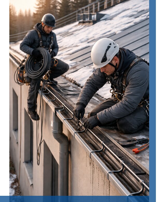 Монтаж греющего кабеля на кровле в Майкопе от 455 р. | ВЫСОТНИК-Мкп