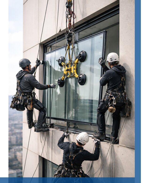 Монтаж стеклопакетов на высоте в Майкопе от 3235 р. | ВЫСОТНИК-Мкп