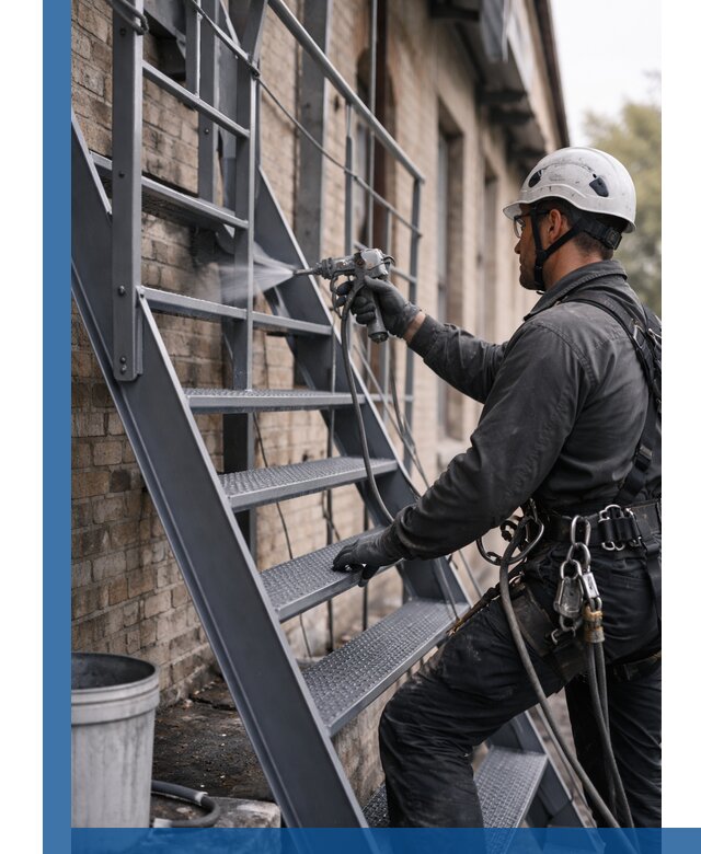 Покраска и антикоррозионная защита пожарных лестниц в Майкопе