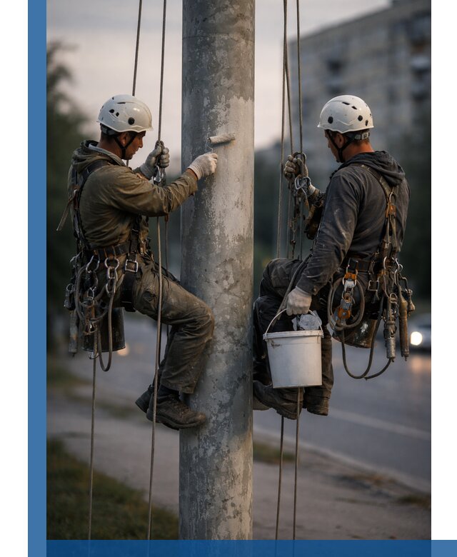 Покраска опор освещения и антикоррозийная защита в Майкопе