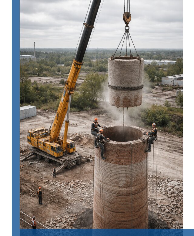 Демонтаж дымовой трубы в Майкопе с гарантиями безопасности