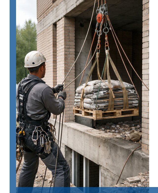 Подъем материалов на этаж веревками в Майкопе оперативно