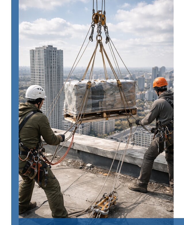 Подъем и монтаж крупногабаритных грузов на крышу в Майкопе