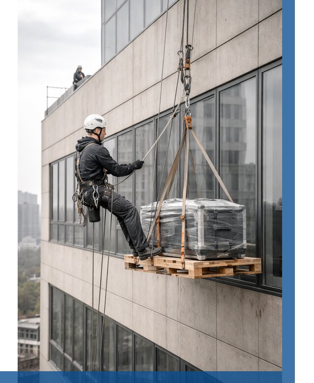 Спуск груза по фасаду в Майкопе от 3538 р. | ВЫСОТНИК-Мкп