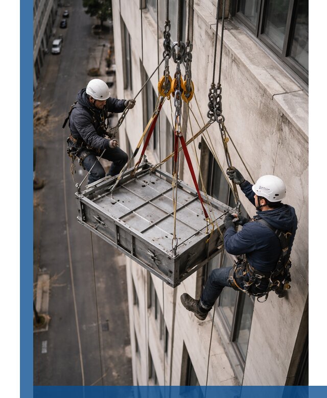 Спуск и подъем грузов по фасаду в Майкопе для зданий