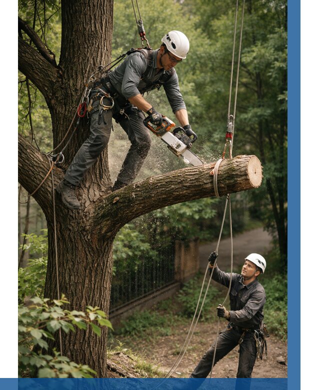 Спил деревьев альпинистами в Майкопе от 8087 р. | ВЫСОТНИК-Мкп