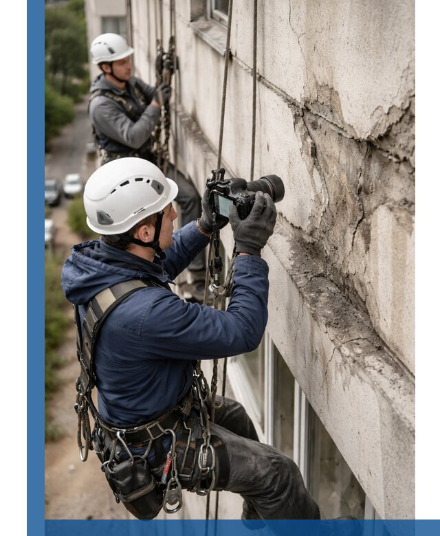 Фотофиксация дефектов фасада с высотной съемкой в Майкопе